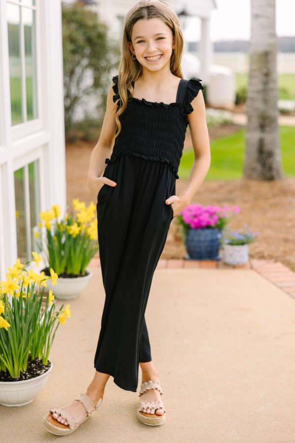 Girls: All For You Black Smocked Jumpsuit Fashion - Image 2