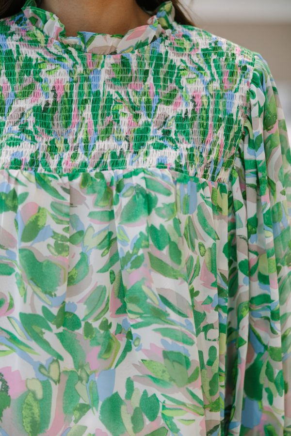 Can t Forget You Green Floral Blouse For Cheap - Image 3