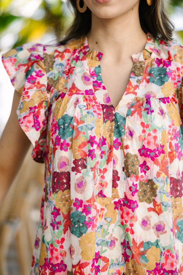 All You Need Fuchsia Pink Floral Dress Hot on Sale - Image 3