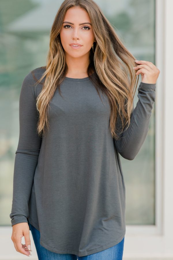Won t Let You Down Gray Classic Top Online Hot Sale