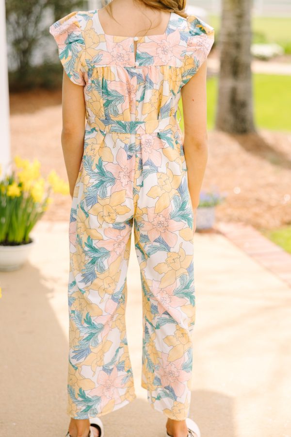 Girls: Just In Time Off White Floral Jumpsuit Fashion - Image 5