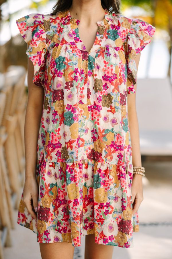 All You Need Fuchsia Pink Floral Dress Hot on Sale - Image 4