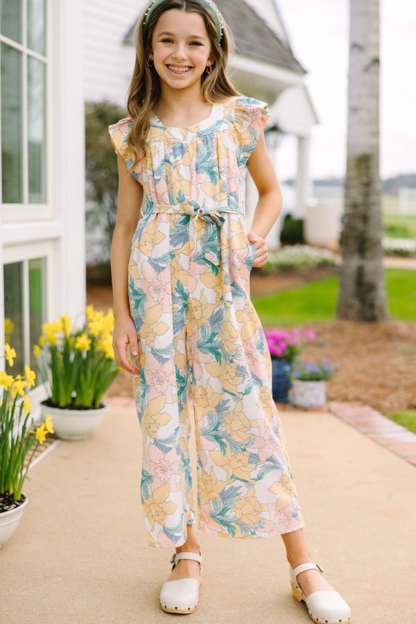 Girls: Just In Time Off White Floral Jumpsuit Fashion