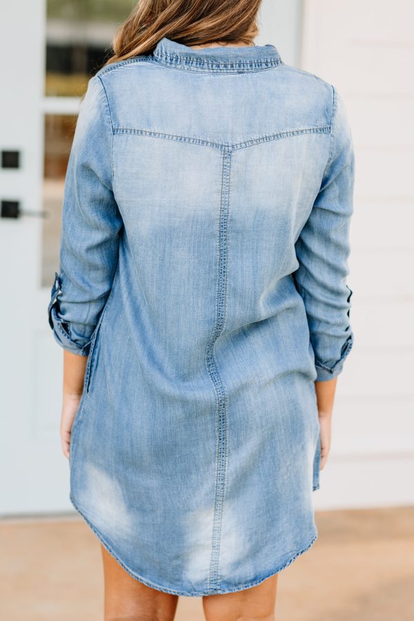 Genuine Fun Denim Blue Chambray Dress Online - Image 5