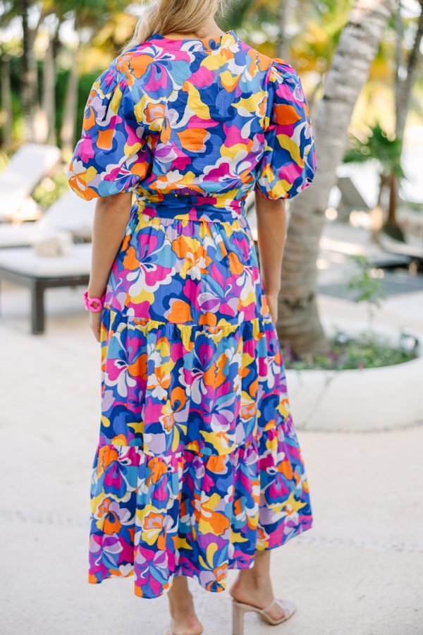 Make You See Blue Abstract Midi Dress on Sale - Image 4