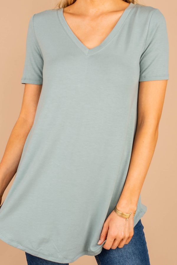 Walking On Air Light Green V-Neck Tee Online Sale - Image 4