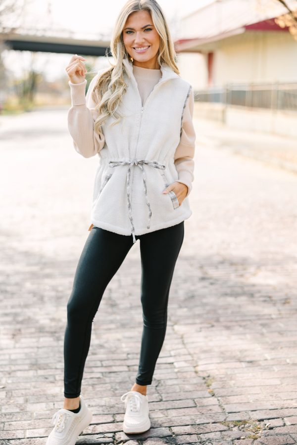 Make You Smile Cream White Sherpa Vest For Discount - Image 2