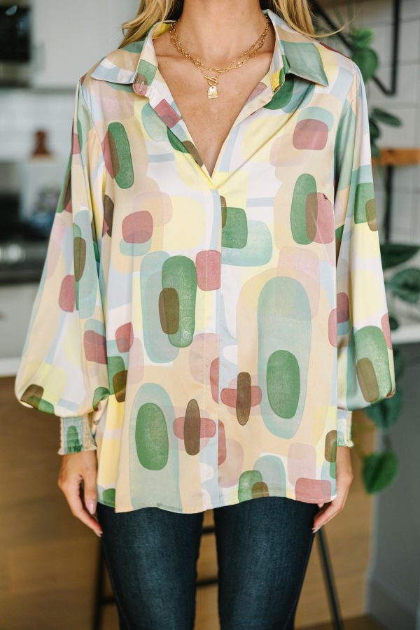Full Of Love Mauve Pink Abstract Satin Blouse For Discount - Image 4