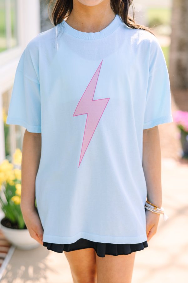 Girls: Lightning Bolt Blue Graphic Tee Sale - Image 4