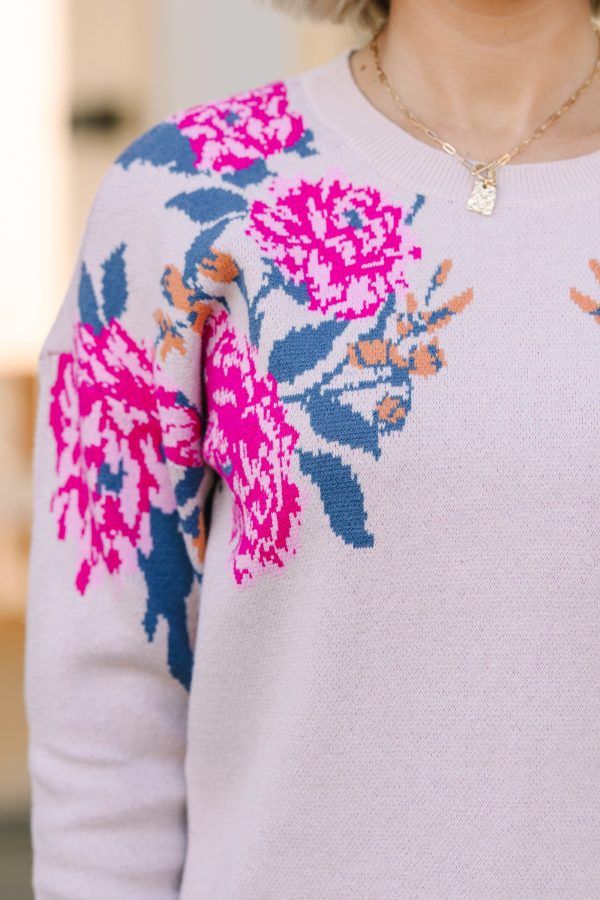 Fate: Happy To See You Blush Pink Floral Sweater Supply - Image 3