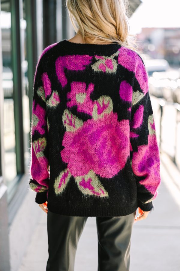 Talk That Talk Black Floral Sweater Cheap - Image 3
