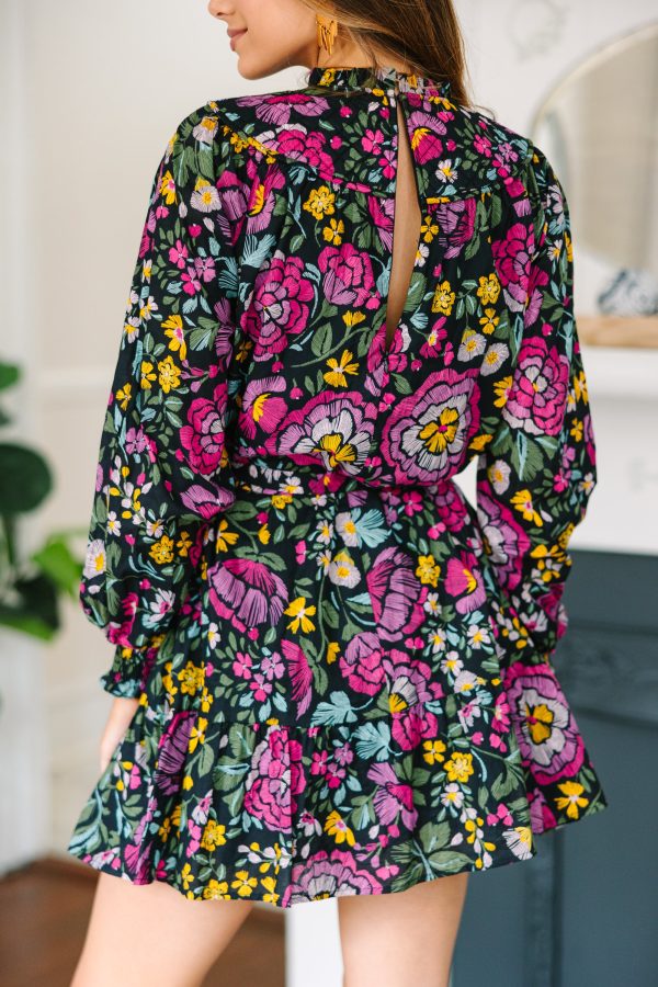 Fate: Stick With It Black Floral Dress For Cheap - Image 4