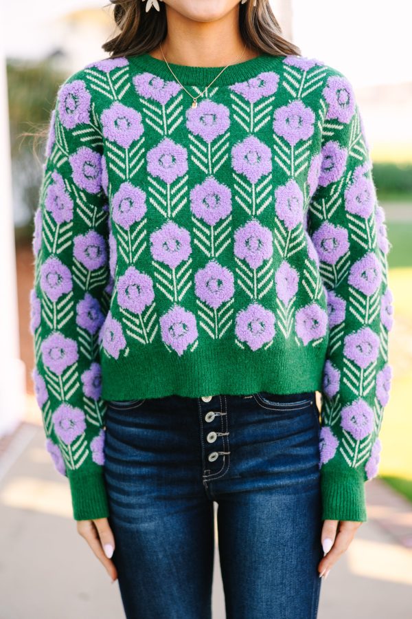 Free Spririt Emerald Green Floral Sweater For Cheap - Image 5