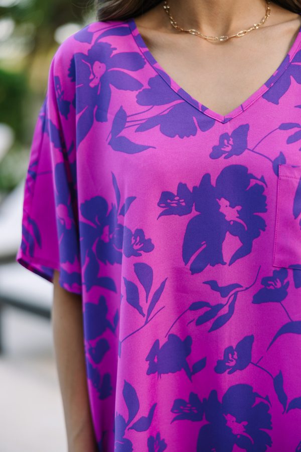 Couldn t Be Better Magenta Purple Floral Top on Sale - Image 3
