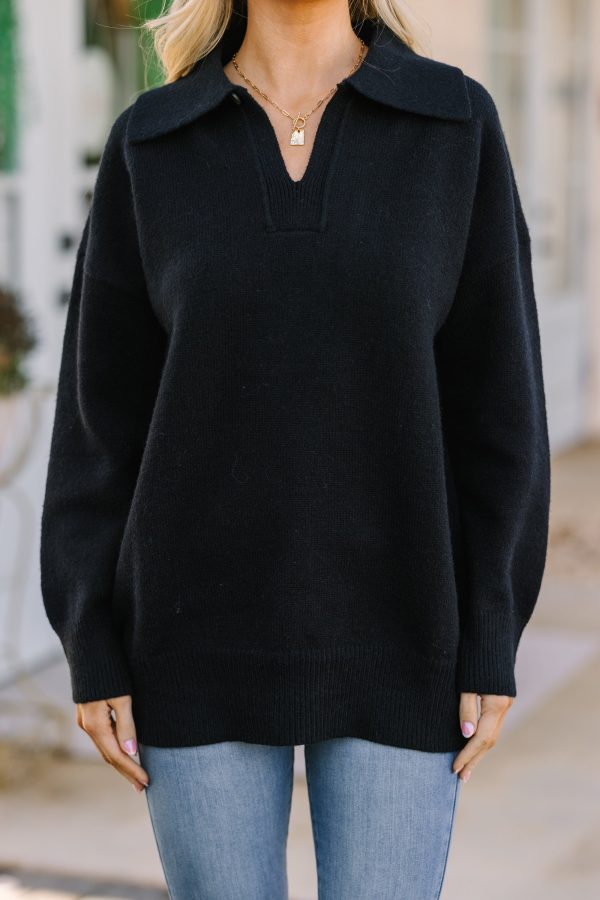 It s All For You Black Collared Sweater Supply - Image 5