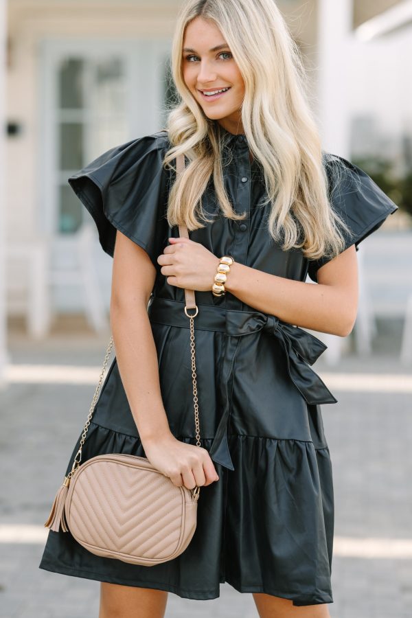 Look Of Love Black Faux Leather Dress Online Hot Sale