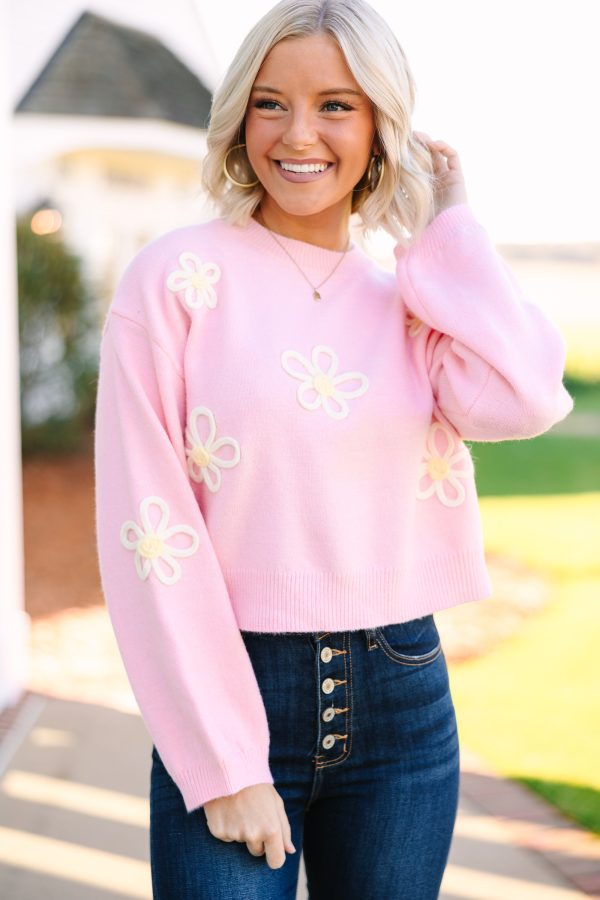 Feeling Femme Light Pink Floral Sweater Online