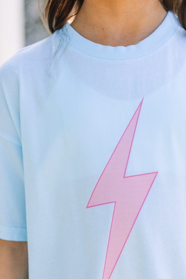 Girls: Lightning Bolt Blue Graphic Tee Sale - Image 3