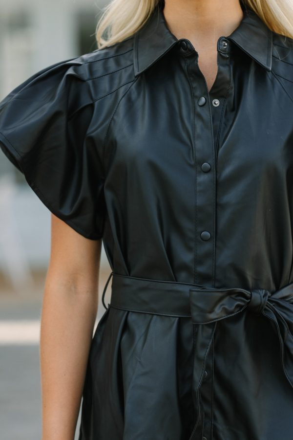Look Of Love Black Faux Leather Dress Online Hot Sale - Image 3