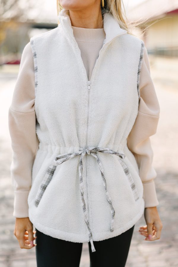 Make You Smile Cream White Sherpa Vest For Discount - Image 4