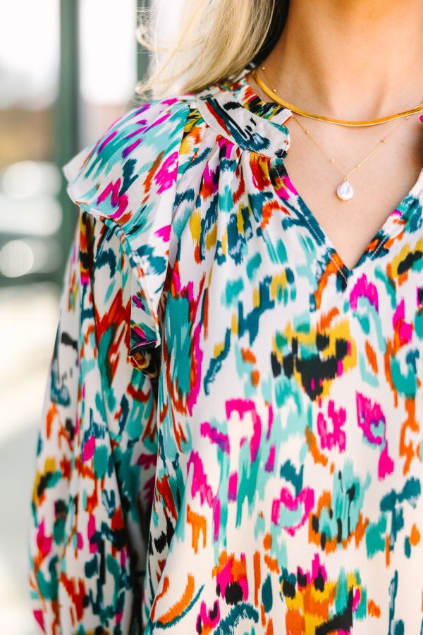 More Than You know Ivory Abstract Blouse Fashion - Image 5