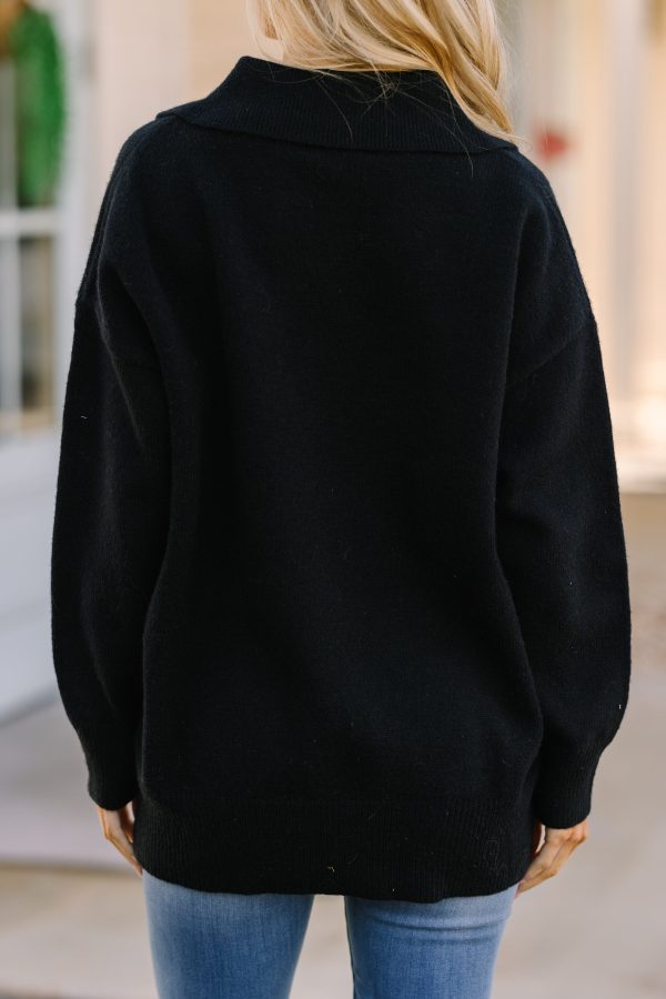 It s All For You Black Collared Sweater Supply - Image 4