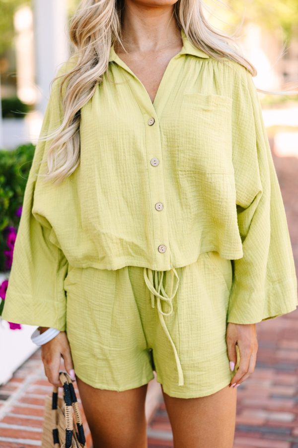 Under The Summer Sun Chartreuse Cotton Set Discount - Image 3