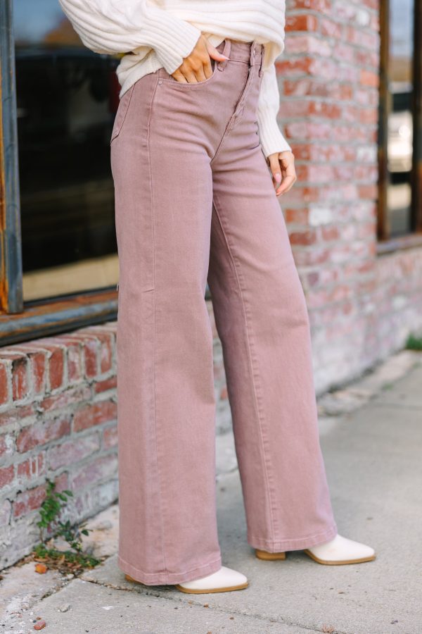 Above And Beyond Mauve Pink Wide Leg Jeans Online Hot Sale - Image 3