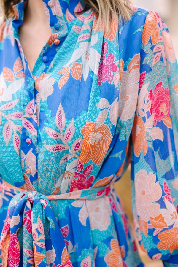 Admitted Beauty Blue Floral Dress Hot on Sale - Image 5