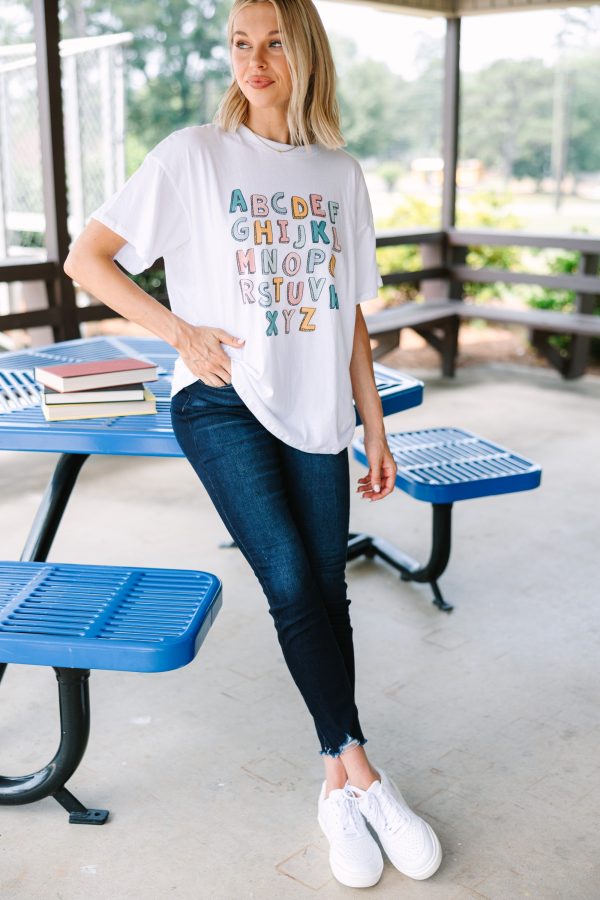 ABC s White Graphic Tee on Sale - Image 2