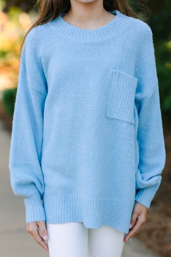 Girls: As It Happens Light Blue Bubble Sleeve Sweater Online now - Image 3
