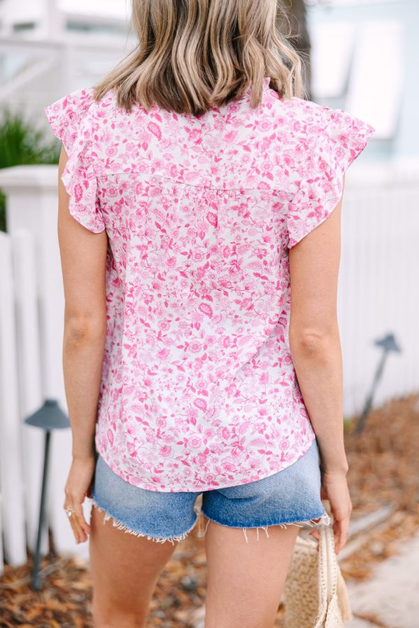 Story Of My Life Fuchsia Pink Floral Blouse Discount - Image 4