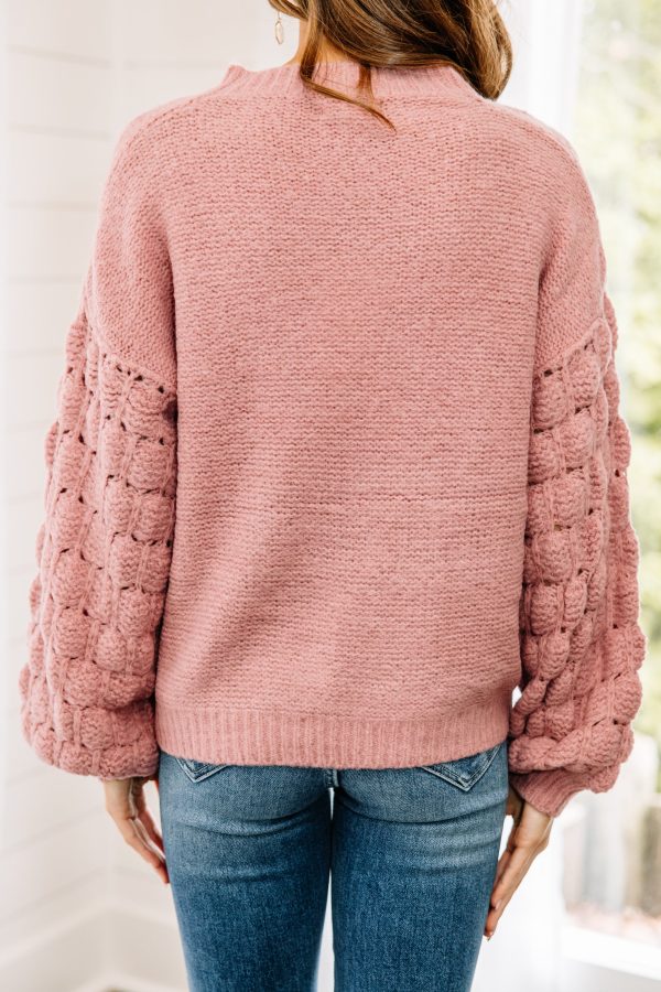 Feeling Close To You Mauve Pink Textured Sweater Supply - Image 3