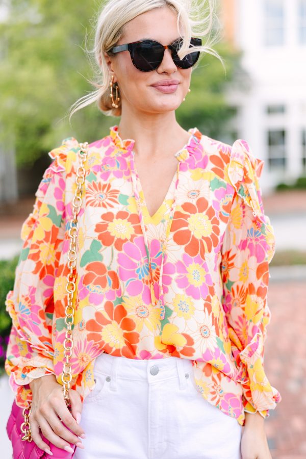 Call On You Yellow Floral Blouse For Sale