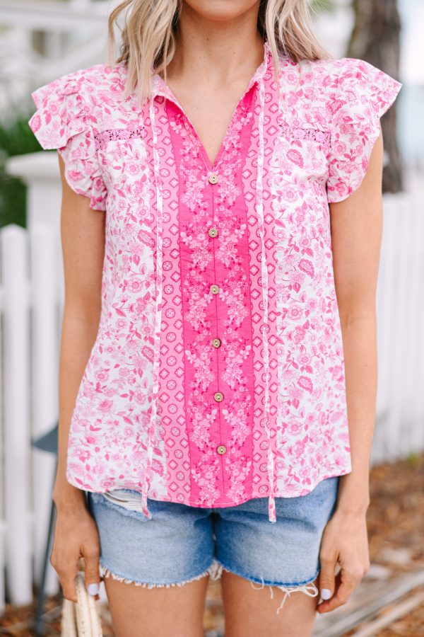 Story Of My Life Fuchsia Pink Floral Blouse Discount - Image 3