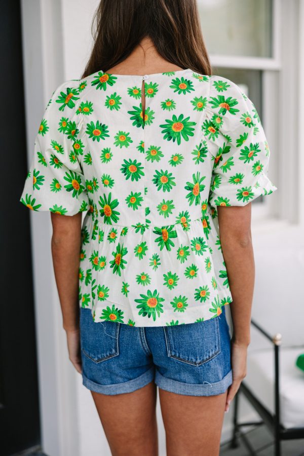 Thinking Of You Green Daisy Floral Top on Sale - Image 4