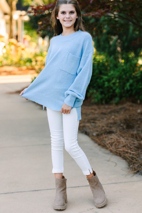 Girls: As It Happens Light Blue Bubble Sleeve Sweater Online now - Image 2