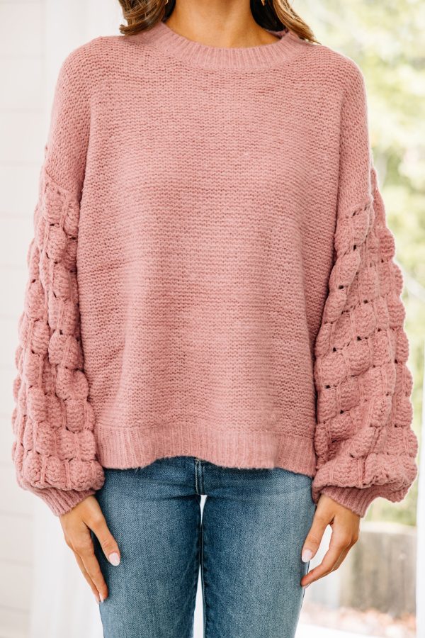 Feeling Close To You Mauve Pink Textured Sweater Supply - Image 4