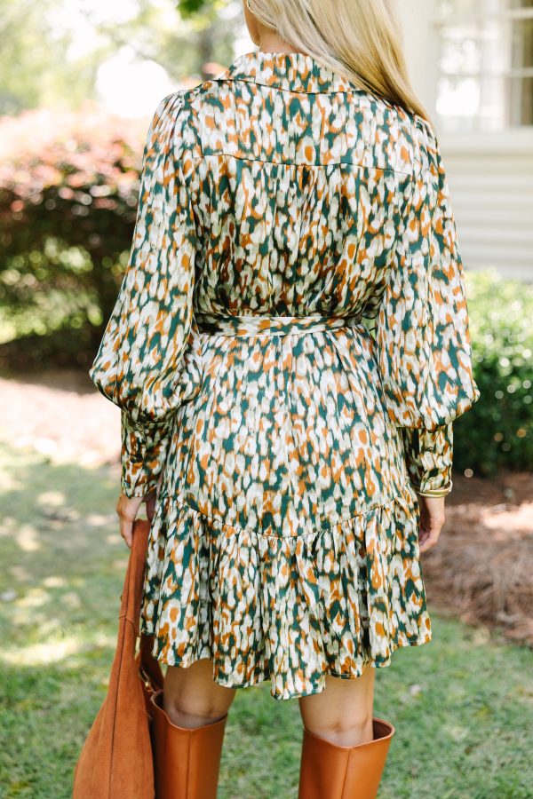 Feel The Same Way Hunter Green Abstract Dress Online Sale - Image 4
