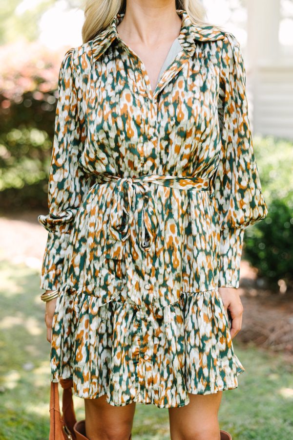 Feel The Same Way Hunter Green Abstract Dress Online Sale - Image 3