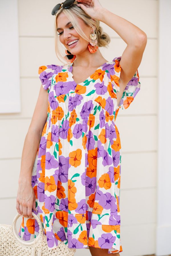 All For You Orange Floral Midi Dress Online