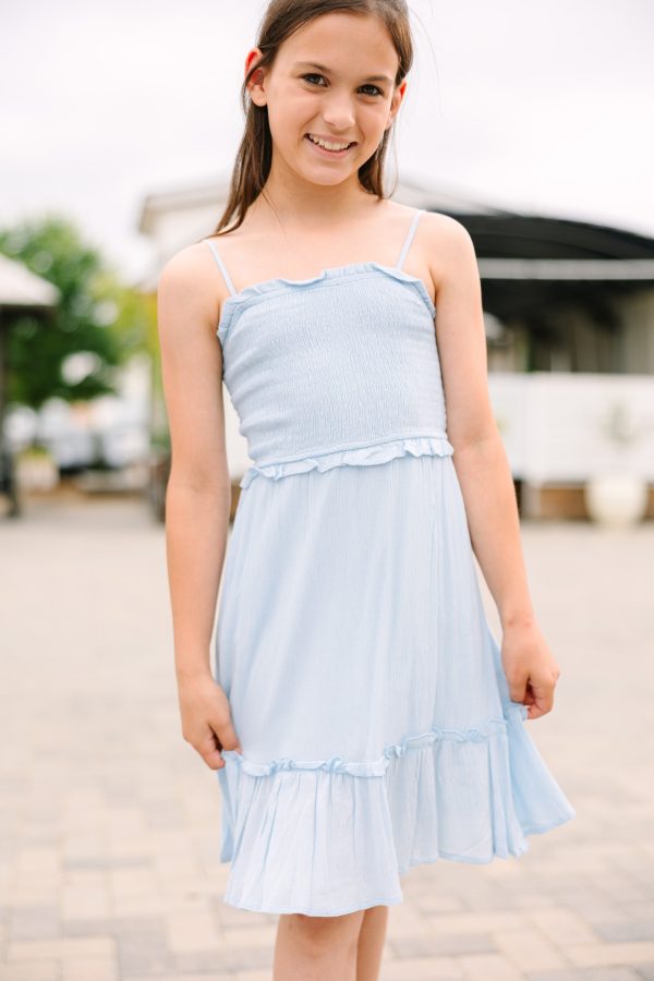 Girls: Bright Future Blue Smocked Dress Hot on Sale