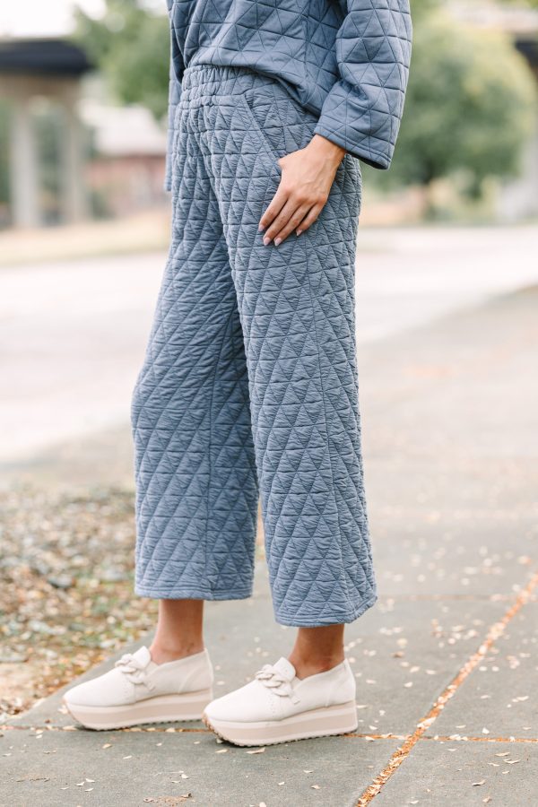 Make A Choice Denim Blue Quilted Pants For Cheap - Image 2