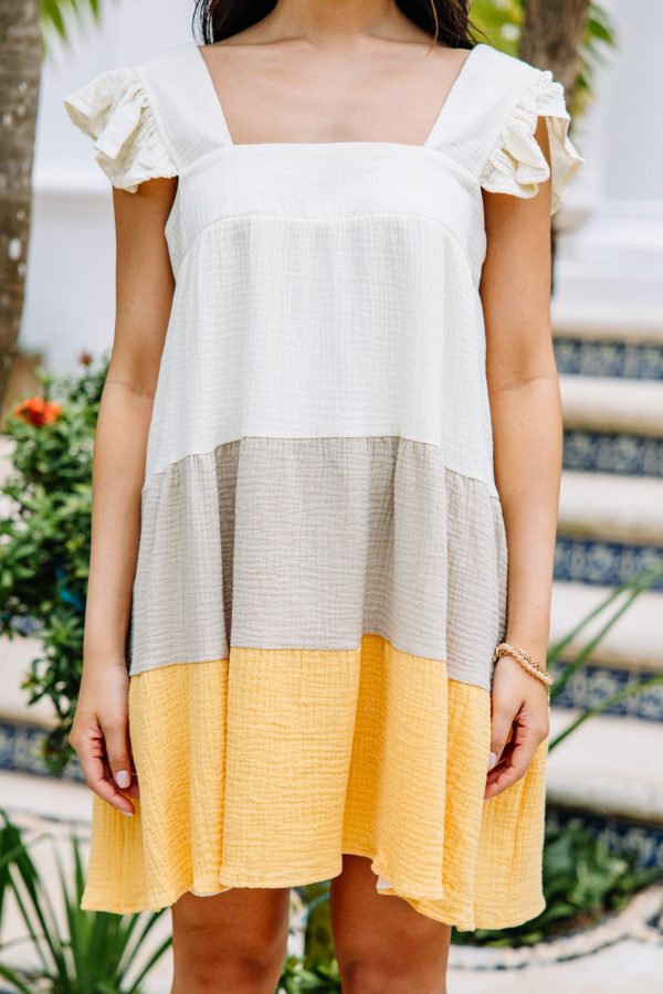 Feeling So Sweet Straw Yellow Colorblock Dress Fashion - Image 4