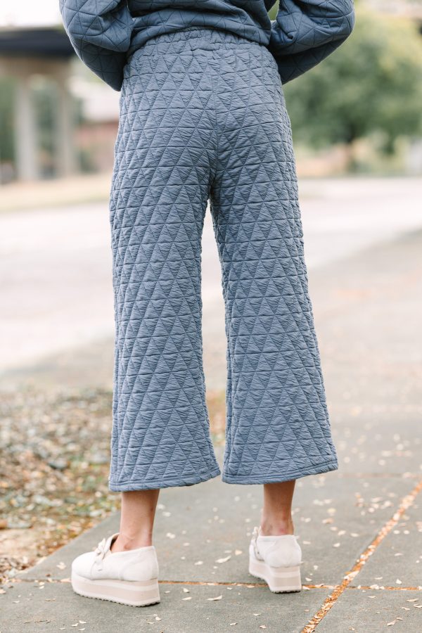 Make A Choice Denim Blue Quilted Pants For Cheap - Image 3