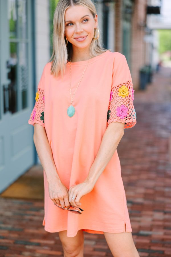 All A Dream Cantaloupe Orange Crochet Dress Online Hot Sale