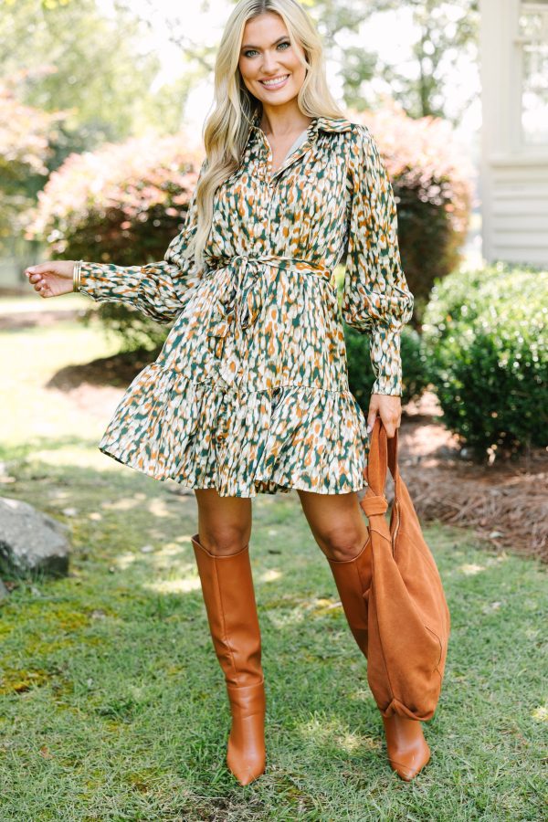 Feel The Same Way Hunter Green Abstract Dress Online Sale - Image 2