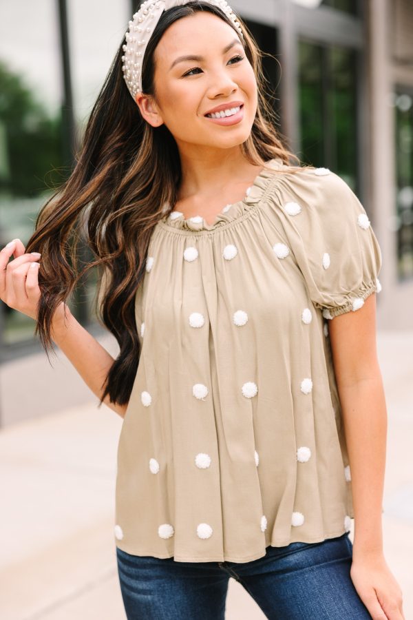 Want Your Love Light Olive Polka Dot Blouse Online