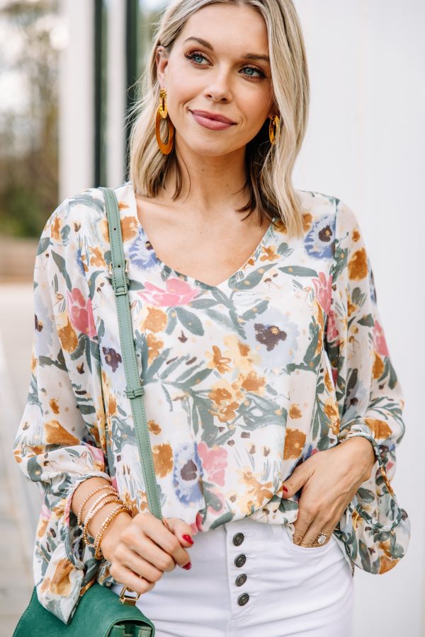 Take The Hint Mustard Yellow Floral Blouse Hot on Sale
