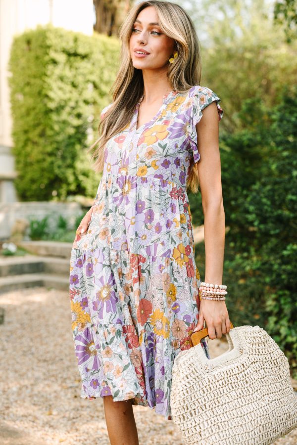 Make It Your Own Lavender Purple Floral Tiered Dress Online Hot Sale